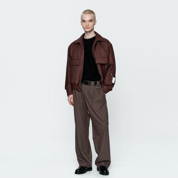 Two Pleats Wide Pants Brown