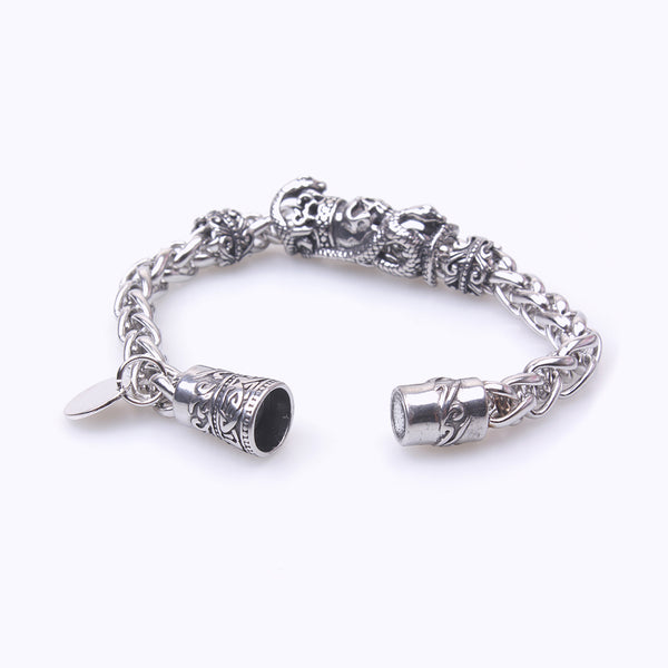 STAINLESS STEEL BRACELET SNAKE SKULL SSBS01