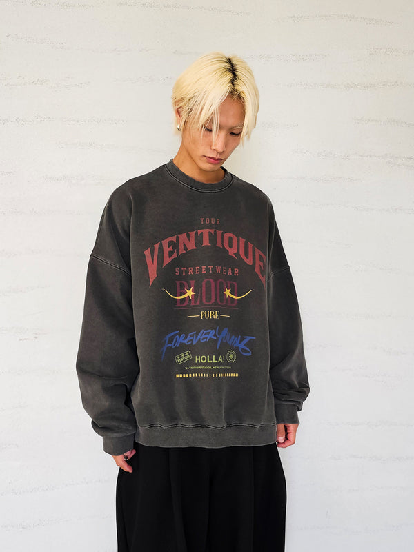 VENTIQUE ピグメントブラッドスウェットシャツ 2colors