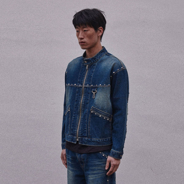 STUD HOOK DENIM RACER JACKET_BLUE