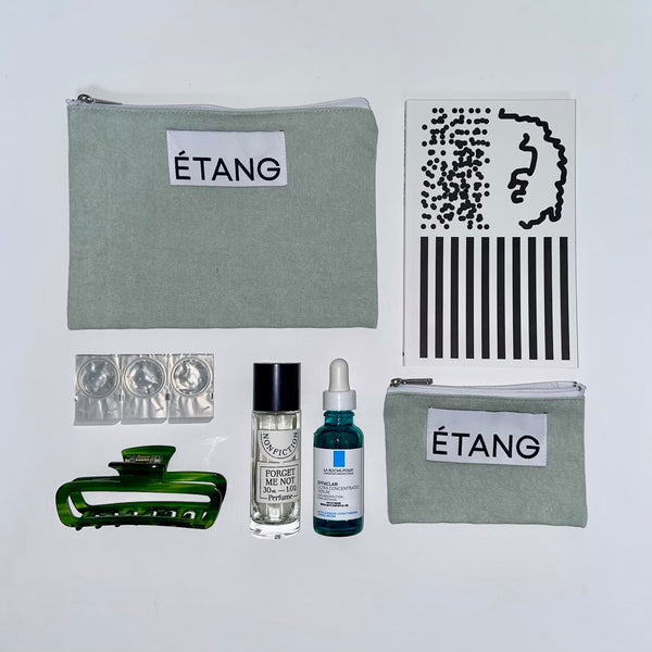 Étang Denim Pouch set | Green