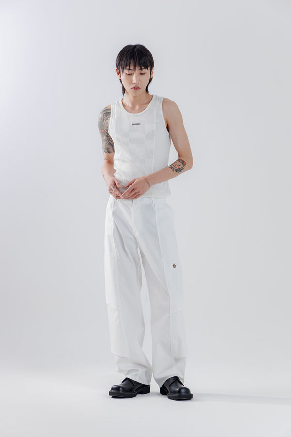 multi layered pants_ white