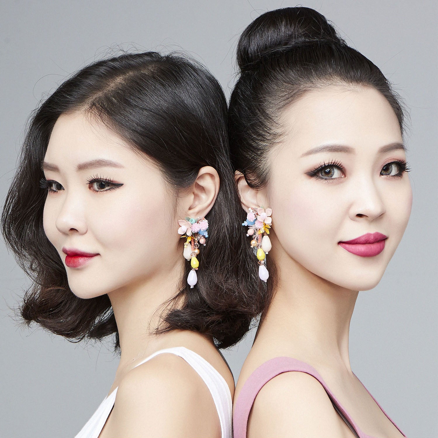 [Couture] Flower Blast Large Drop Multicolor Earrings