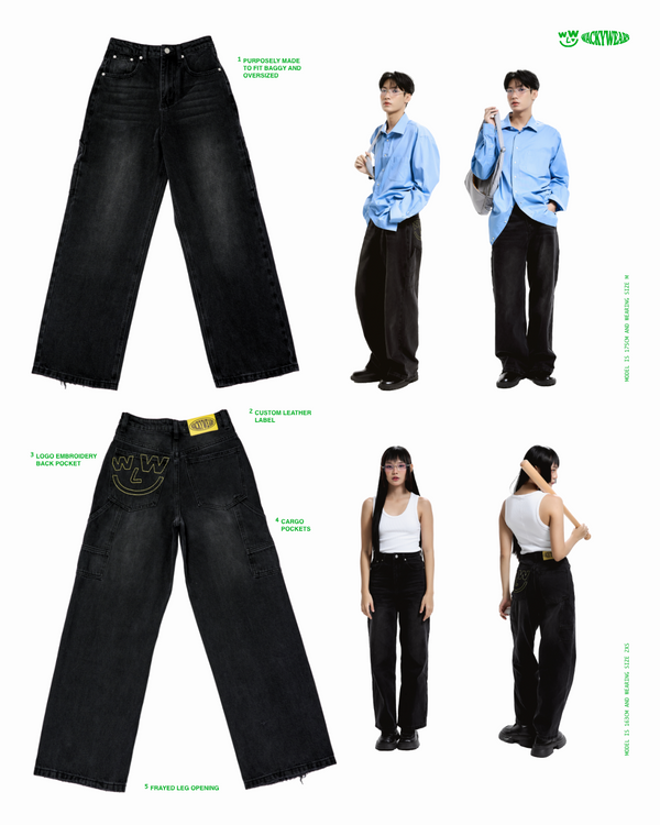 Baggy Cargo Jeans (Black Wash)