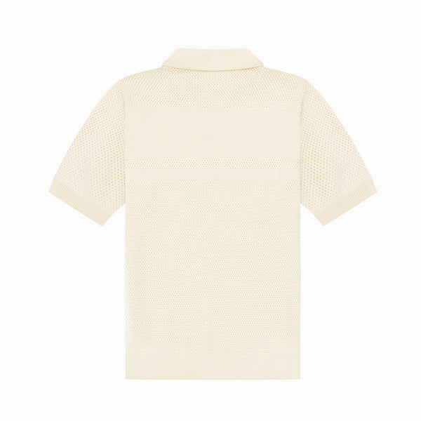 DVRK PRIVÉ BUTTONLESS POINTELLE KNITTED POLO - CREAM