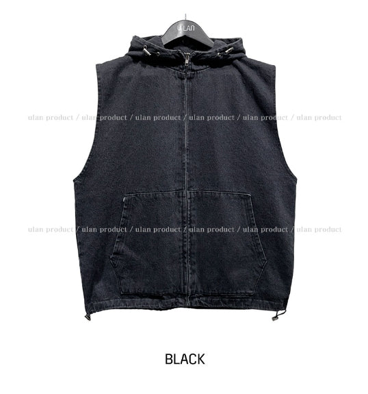 Logan denim hoodie vest