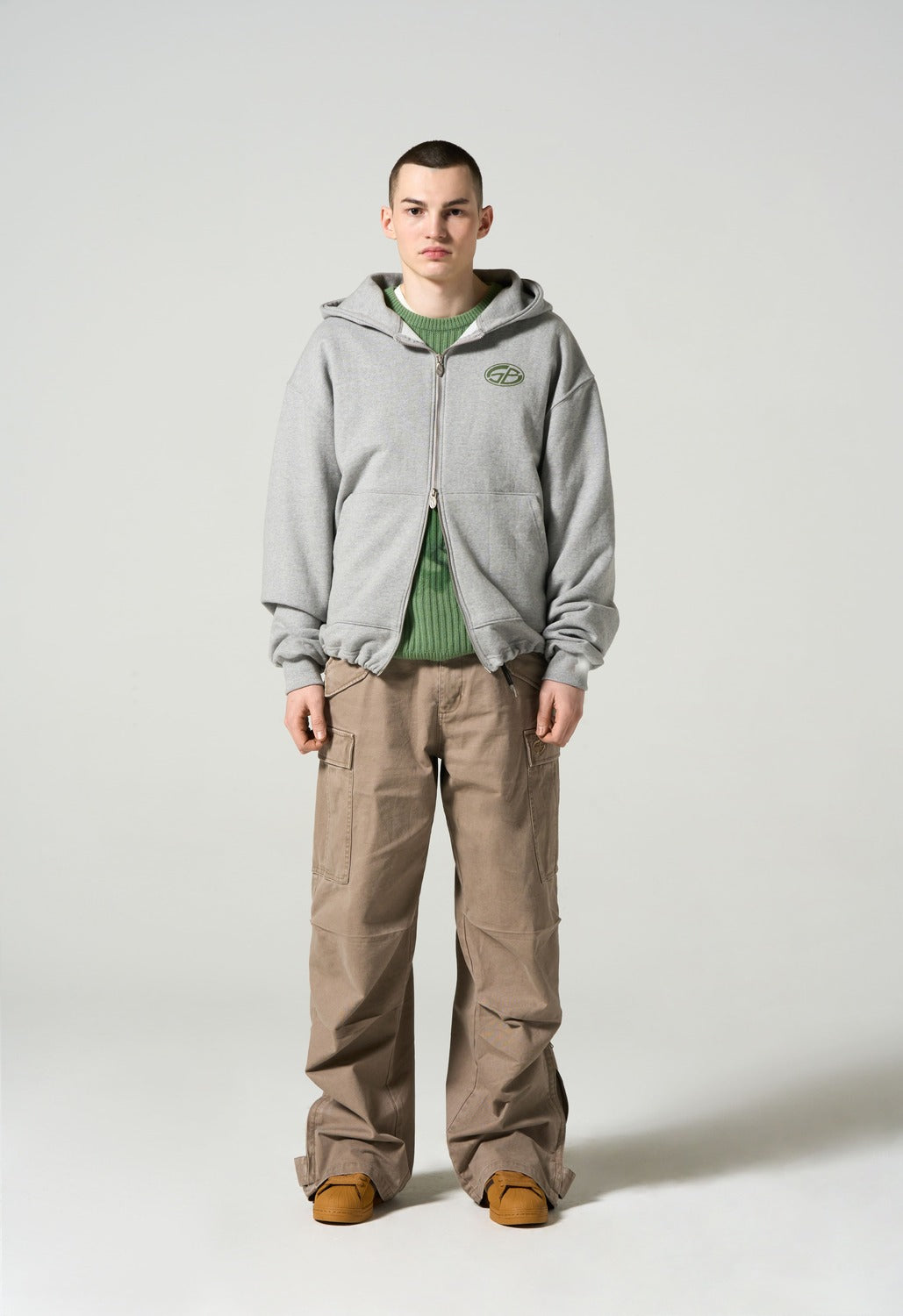 WIDE COTTON MILITARY CARGO PANTS - BEIGE