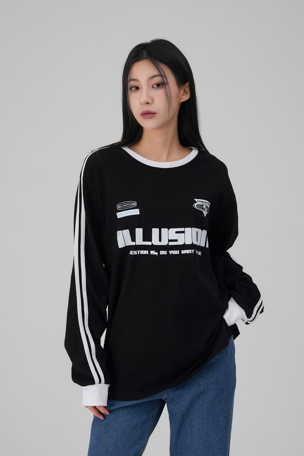 Illusion sideline long t-shirt 2color