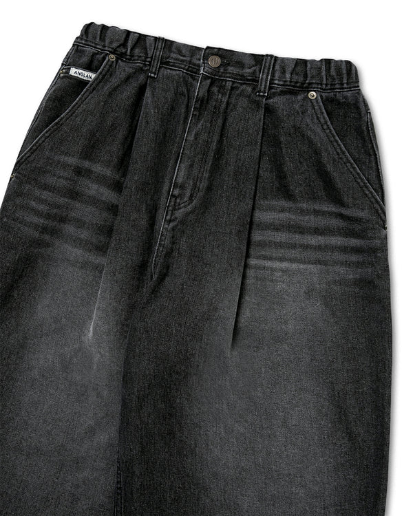 Tin Denim Washing Balloon Pants - Black Denim