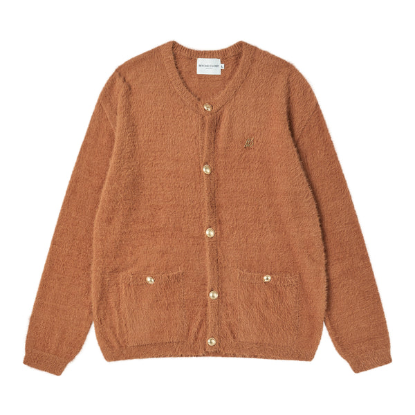 NEW CLASSIC MOHAIR TOUCH GARMENT GOLD BUTTON CARDIGAN CAMEL