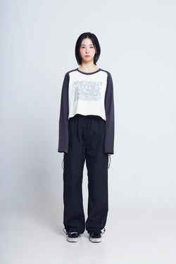 open armhole heart raglan ½T-shirts_charcoal/ivory