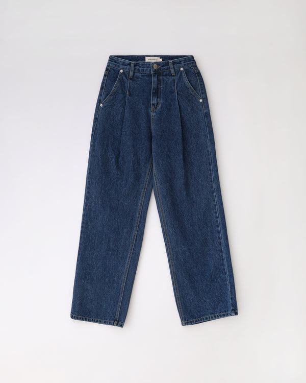 Pintuck denim pants