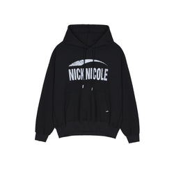 NICOLE CRACK BIG LOGO HOODY_BLACK WHITE