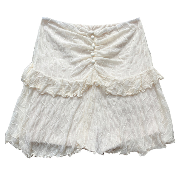 Wales lace button frill banding mini skirt (4 colors)