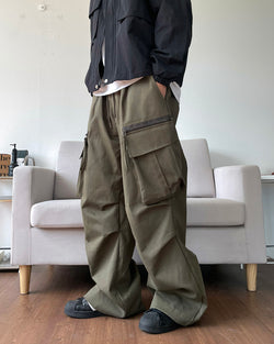 Zipper Big Cargo Cotton Pants