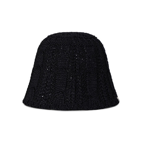 VZ Label Cable Knit Bucket Hat / Black