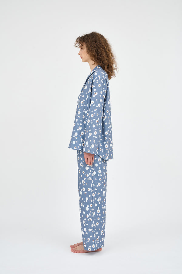 (24223WPLLN) ULLALA PAJAMAS Noi Long Sleeve Women's Pair Blue (30'S) Free Size 