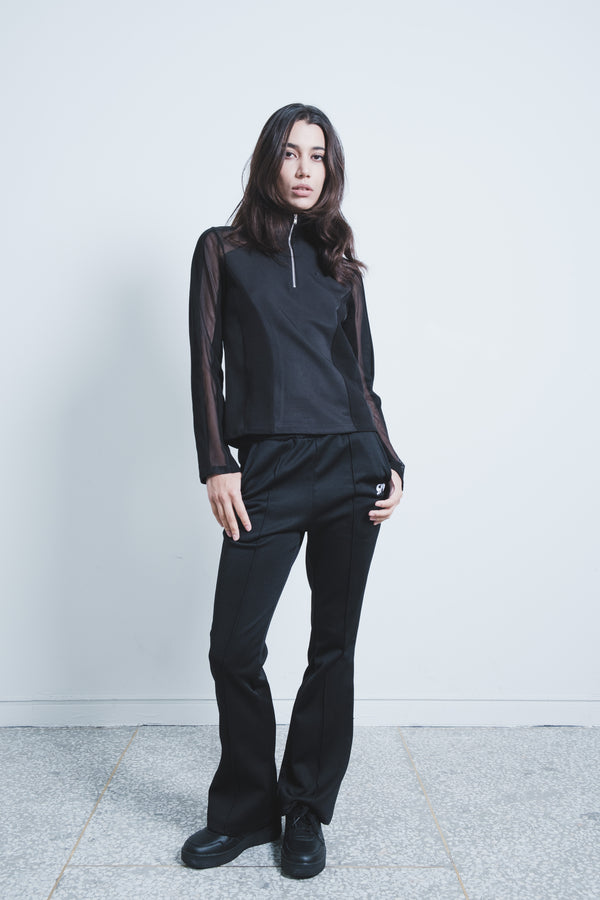 HIGH NECK ZIPPER TOP / BLACK