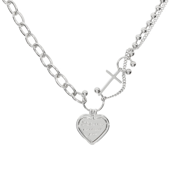 Double Heart Cross Necklace