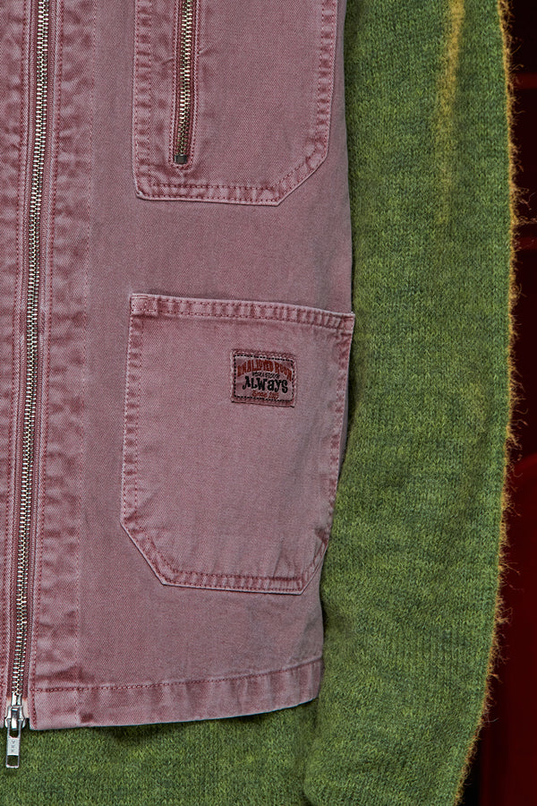 DYED ZIP CARGO VEST / DARK PINK