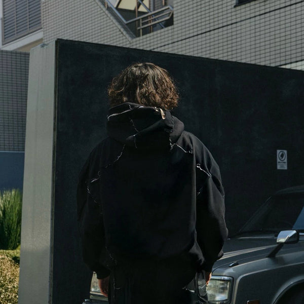 FAITH FADE - Raw Edges Boxy Hoodie (Black)