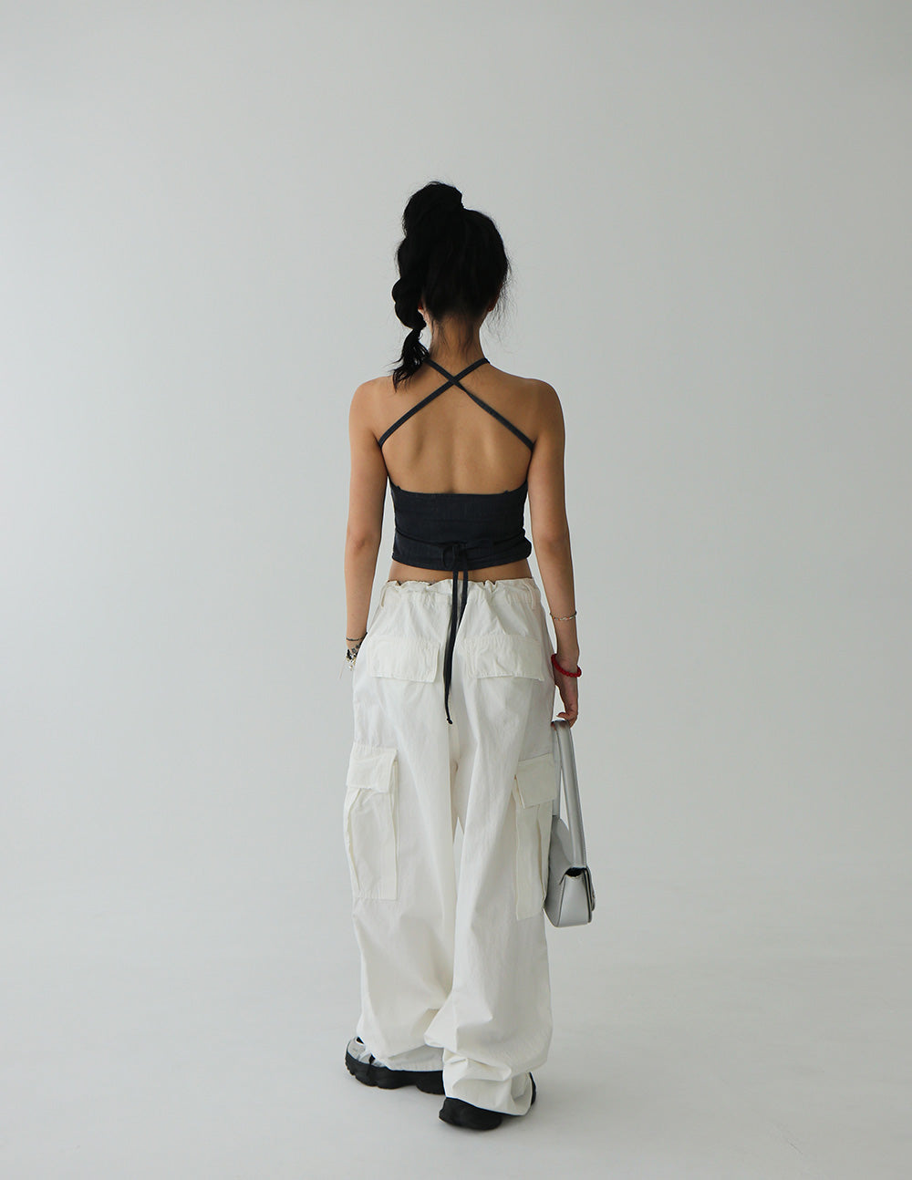 4 color string cargo wide pants