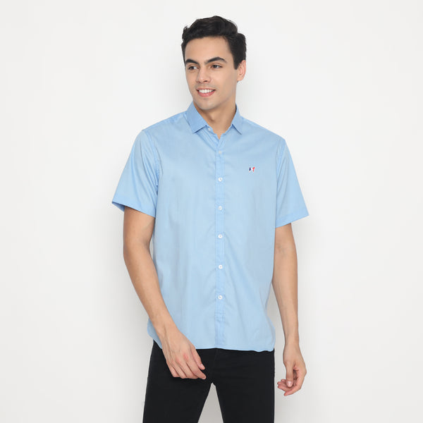 MON AKITA - Sato Men Short Sleeve Shirt Blue