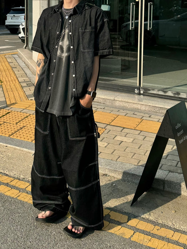 Stitch Dig Snap Wide Pants 2C