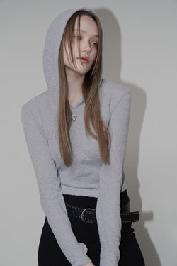  KNIT HOODIE GRAY