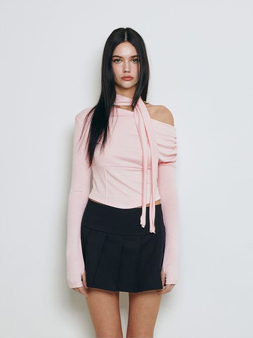 シャーリングスカーフTシャツ(Pink) - Not your rose | 60% - アジアファッション通販