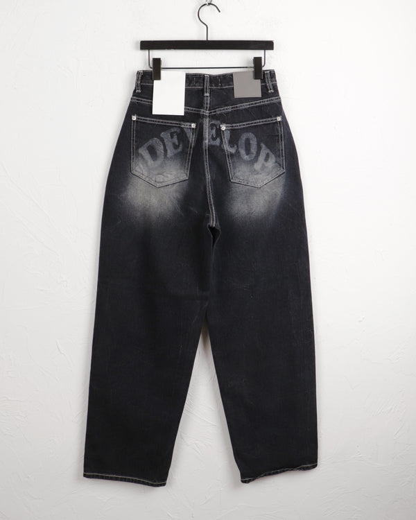 Tapim back printing wide denim pants