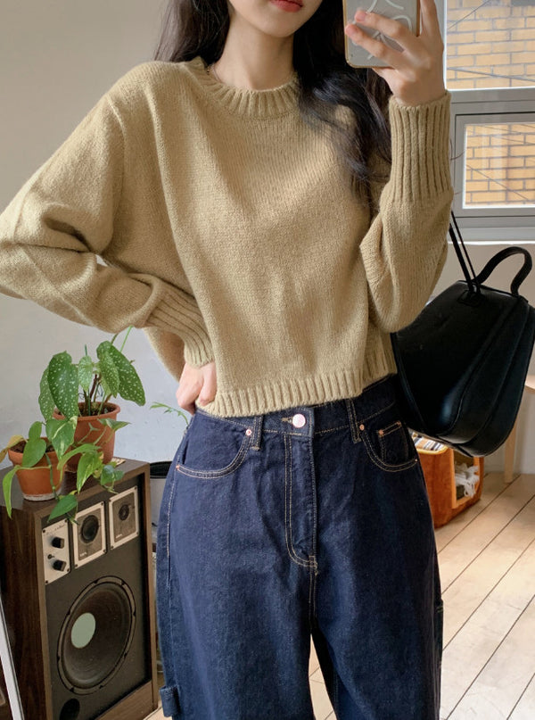 [SHOPPERMADE] Pie Wool Loose Fit Crop Knit (4color)