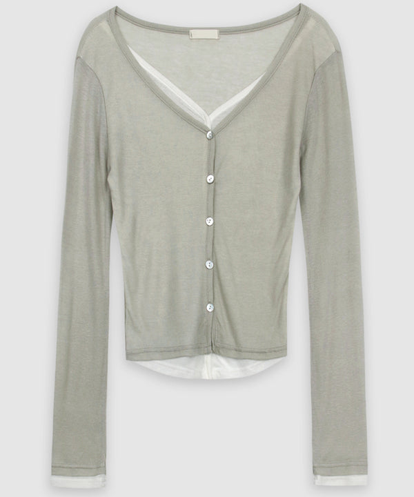 Slim color blocking cardigan - cd