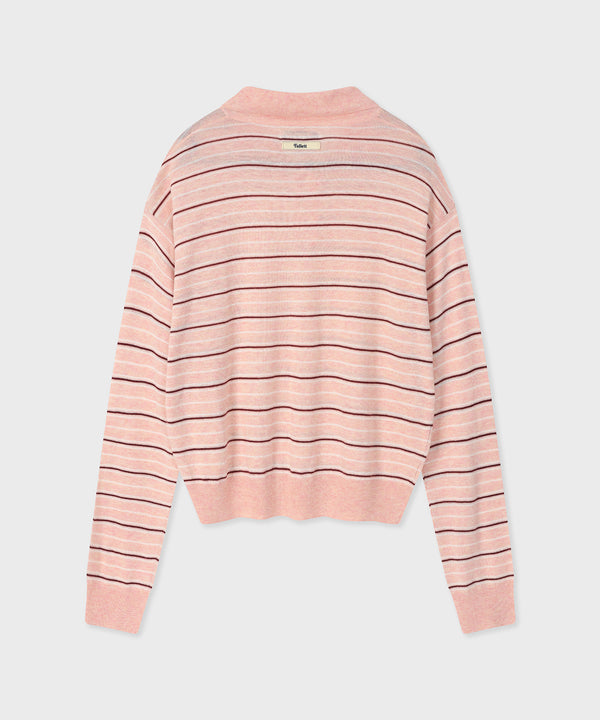 STRIPE COLLAR KNIT PINK