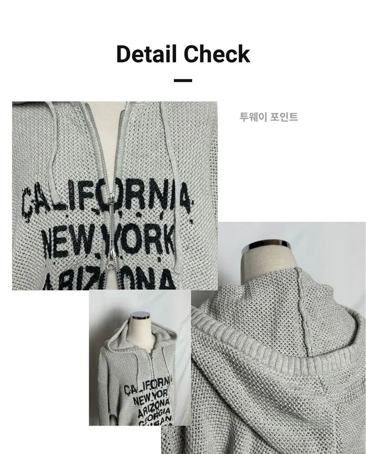 Cali knit light grey zip-up