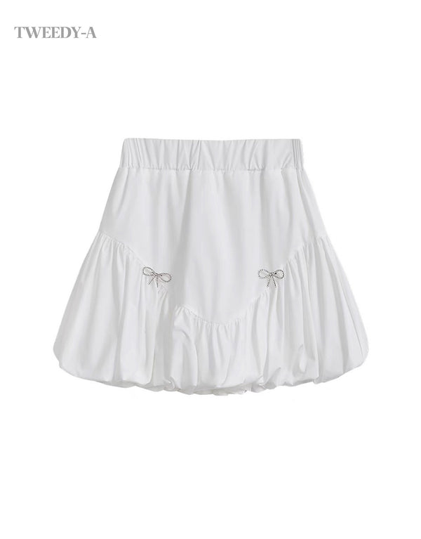 Raffin Double Ribbon Balloon Banded Mini Skirt 2 Colors