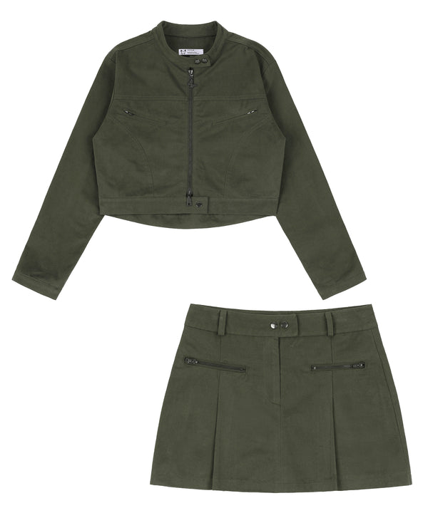 [NF] BIKER CROP SET UP (KHAKI)_F24QA951XD865