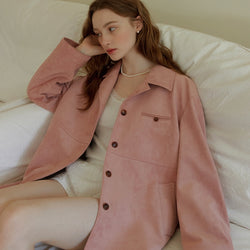 HALF SUEDE JACKET - PINK