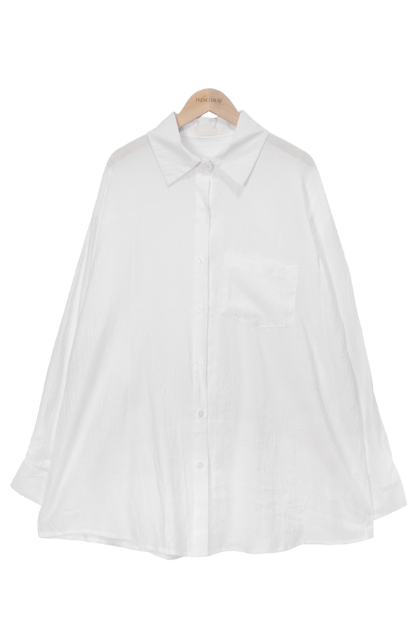 Amonds Collar Pocket Oversized Fit Blouse Shirt (7 colors)