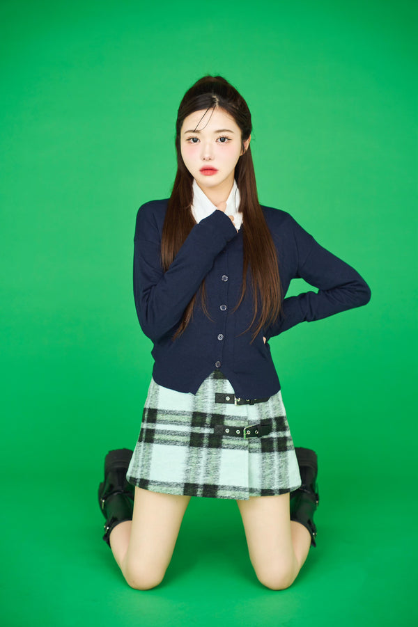 チェックベルトミニスカート / check belt mini skirt