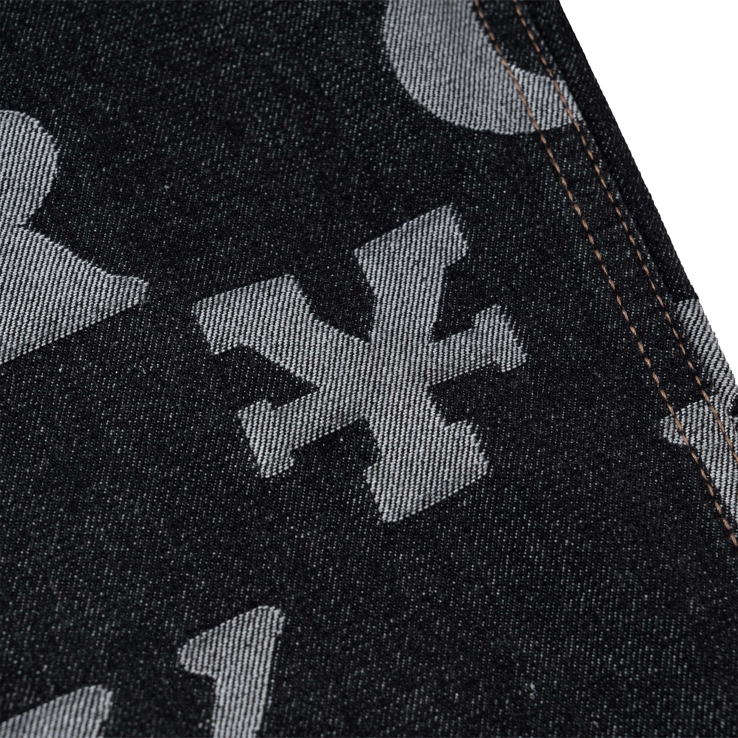 Letter Monogram Denim Pants - Black