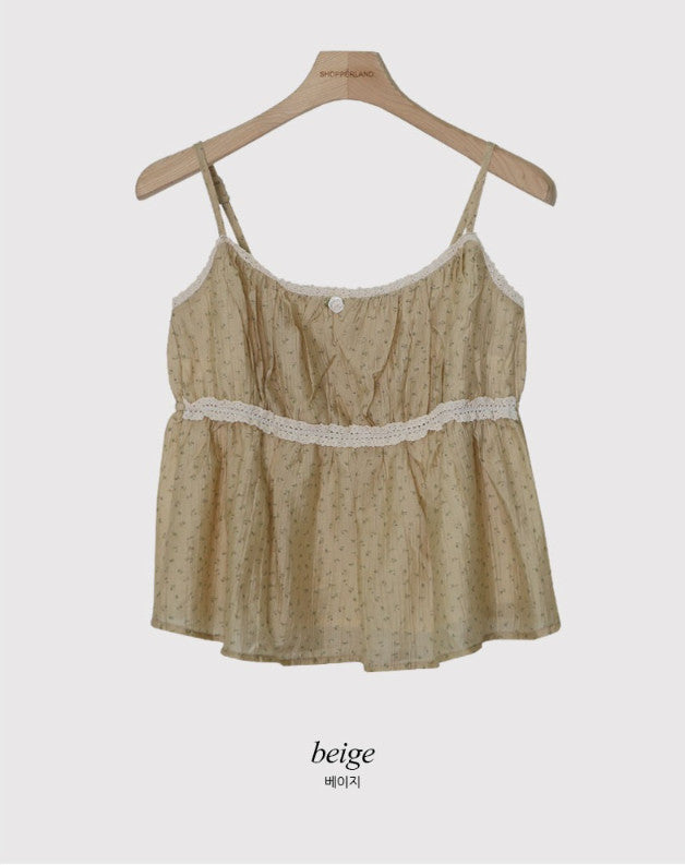 AW Vintage Flower Lace Sleeveless Crop Blouse (2color)