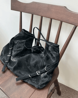 ベルテッドバックルクロスダブルストラップビッグショルダーバッグ (3 Colors)