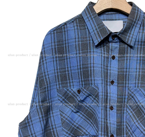 ヘブチェック柄クロップカッティングシャツ