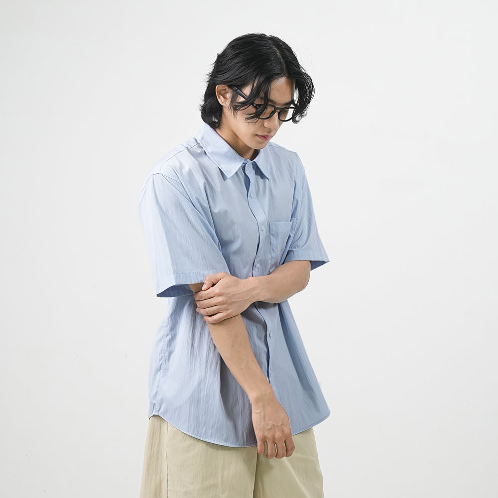 Washed natural half sleeves shirts 4color