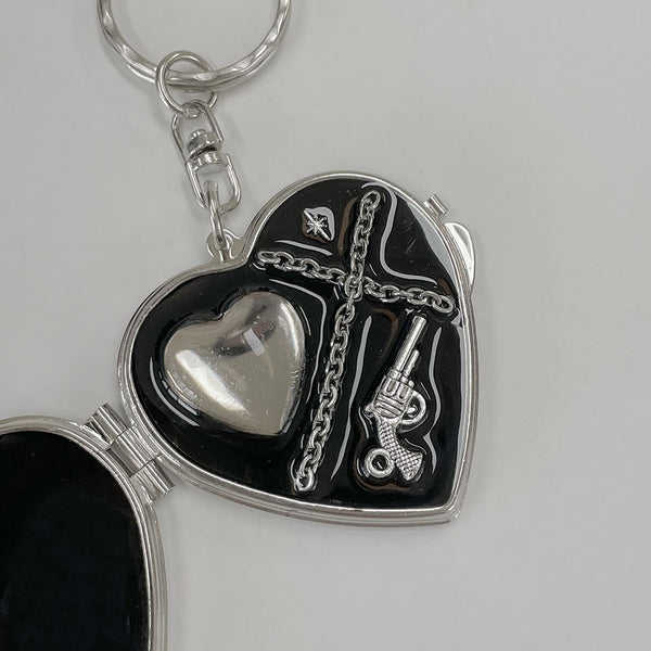 Chain Heart Mirror Resin Keyring