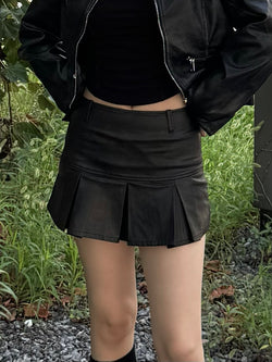 leather pleats skirt