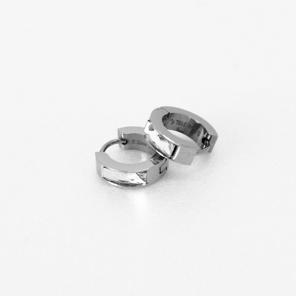 One-touch earring cubic point stainless steel