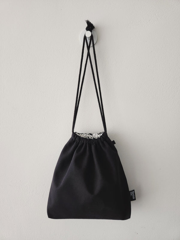 terazzo string pouch bag - black