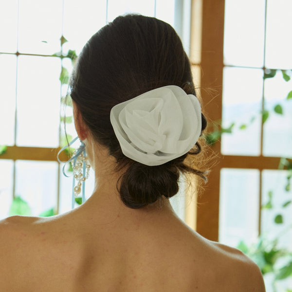 blooming hair tie - white